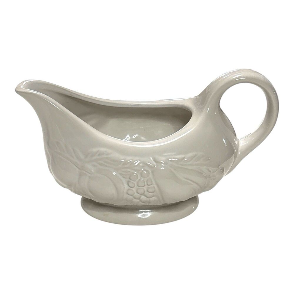 White Gravy Boat Fruit Embossed Invitations Nature Holiday Dinner Serveware